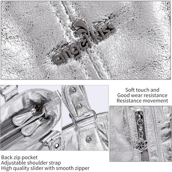 Women's Top-Handle Hobo Casual Shoulder Bags PU Tote Satchel Purse - Picture 9 of 9